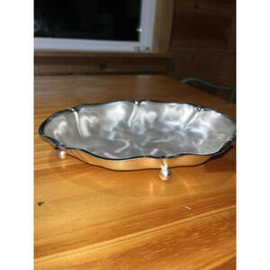 vtg WMF-IKORA  Germany silver Plated bread dish  ball feet 9''X6''X1.5'' scallop